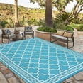 thumbnail image 2 of HIWEAVER 10' x 14' Light Blue Outdoor Rug PP Plastic Straw Woven Waterproof Patio Rug with Border Portable Outside Carpet for Balcony Deck Picnic Garden Decor, 2 of 6