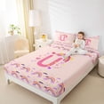 thumbnail image 3 of Feelyou Rainbow Letter U Queen Sheet Sets for Girls, Cute Love Heart Bed Set for Bedroom, Pink, 4-Piece, 3 of 5