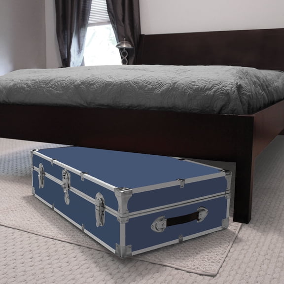 Seward Trunk 31" Under Bed Paper Line Whls Nkl HW Plas Bnd Misty Blue
