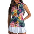 thumbnail image 3 of HUIACONG Sleeveless Golf Shirts with Tropical Floral Pattern, Women's Sleeveless Golf Shirt for Outdoor Tennis Hiking and Sport Activities, 3 of 7