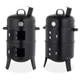 thumbnail image 4 of 17” x 20” x 33” Black Vertical Cylindrical Smoker with Chimney Powder-Coated Iron Outdoor BBQ, 4 of 10