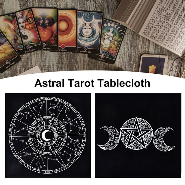 Nappe de Tarot Étoile Image Divination Carrée Autel Païen Tissu Tarots Divination Outil de Jeu de Table pour Divertissement