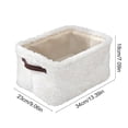 thumbnail image 4 of 2 Pack 13x9x7in White Plush Fabric Storage Bins, Narrow Organizer Baskets for Clothes, Cosmetics, Small Toys, Keys, Home Decor, 4 of 7