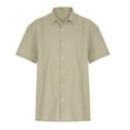 thumbnail image 4 of Designer Spring Summer Men's Casual Cotton Linen Solid Color Short Sleeve Shirts Loose ShirtsXL, 4 of 4
