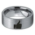 thumbnail image 2 of Tungsten Thumbs Up Emoji Band Ring 8mm Men Women Comfort Fit Gray Flat Cut Brushed Polished, 2 of 4
