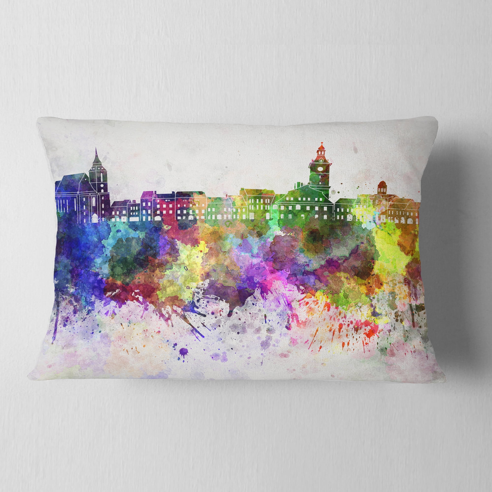 Designart Brasov Skyline - Cityscape Throw Pillow - 12x20