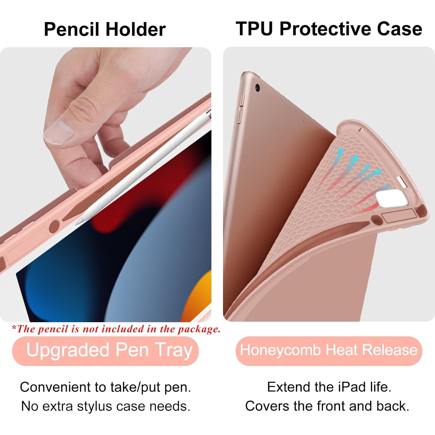 Vinci iPad 9th/8th/7th Generation Keyboard Case 10.2 inch 2021/2020/2019, iPad Pro 10.5-inch Case with Keyboard,iPad Air 3 2019, 7 Color Backlit Removable Wireless Folio Keyboard Tablet Cover(Pink)