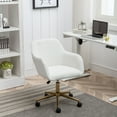 thumbnail image 5 of YesFashion Office Chair with Wheels, Chromium Plated Base, Gold Metal Legs 360° Swivel Vanity Chair, Adjustable Height Wool Chairs for Office, Living Room, Bedroom, 5 of 9