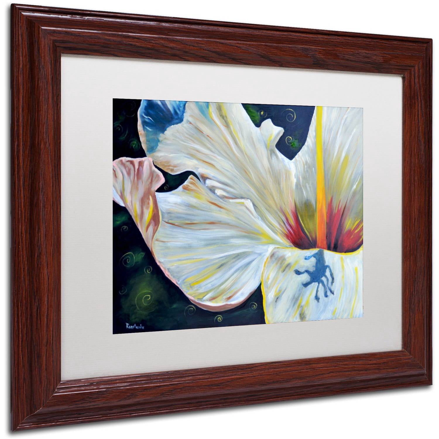 Trademark Fine Art "Hibiscus" Canvas Art by Jennifer Redstreake White Matte, Wood Frame