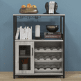 thumbnail image 2 of 3-Tier Wine Bar Cabinet with LED Lights, Modern Liquor Buffet Sideboard with Glass Holder Removable Wine Rack and Ample Storage for Dining Room Kitchen Home Bar, Grey, 2 of 7