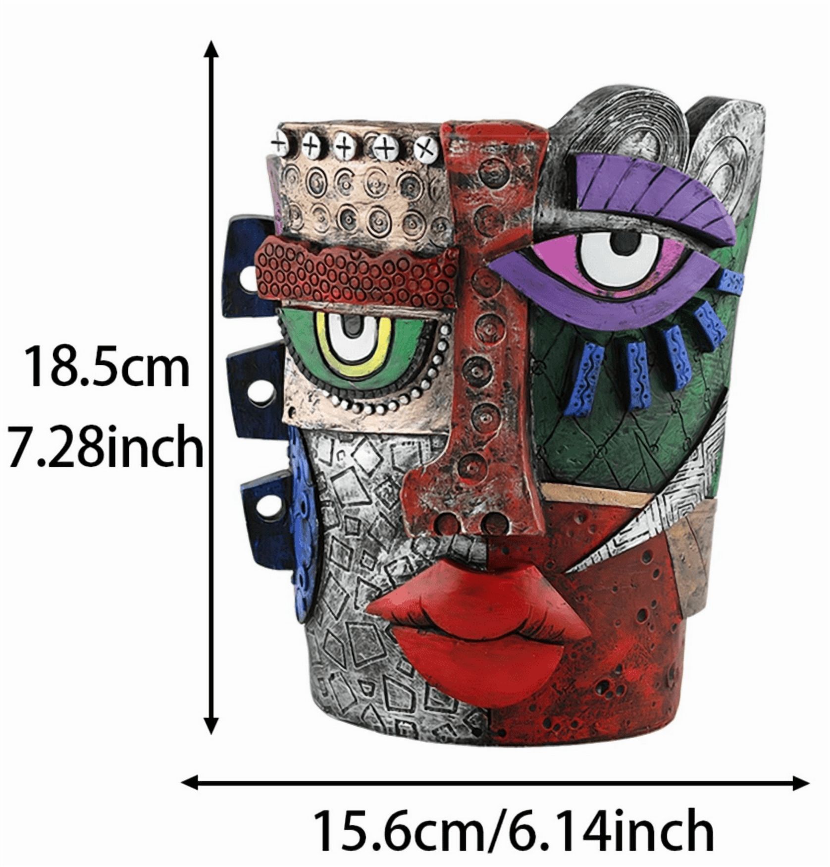 Abstract Face Planters Pots Head,Unique Head Planter for Indoor Plants,Funny Face Flower Pot,Colorful Plant Pots for Outdoor Garden Decor and Home Art Decoration(A, 7.8Inch)