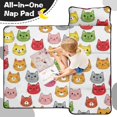 thumbnail image 4 of Multicolor Cat Head White Pattern Teens Toddler Nap Mat with Pillow, Sleeping Mat Bag for Preschool Daycare 51"x22", 4 of 6