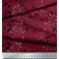 thumbnail image 2 of Soimoi Red Silk Fabric Artistic Leaves Fabric Prints By Yard 42 Inch Wide, 2 of 3