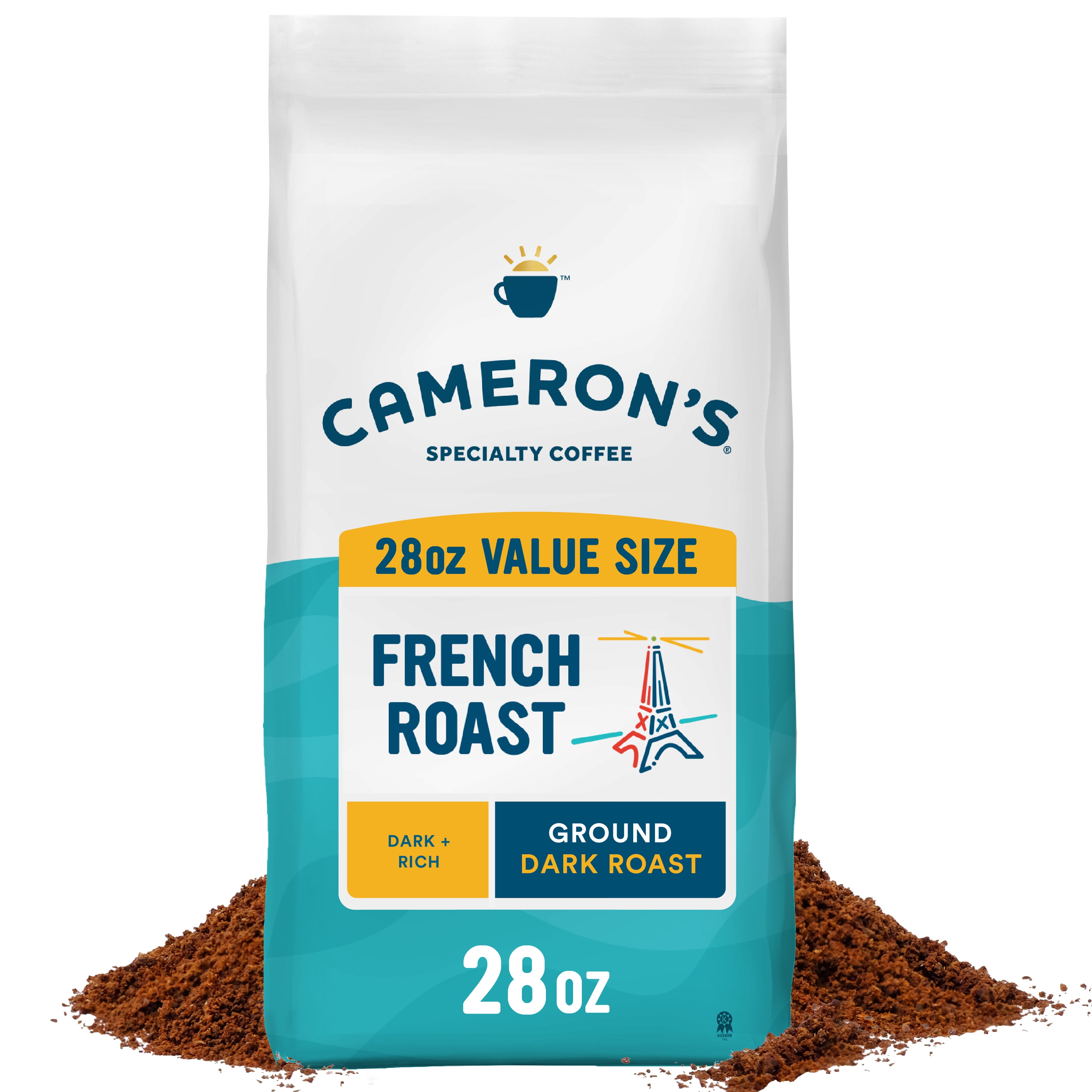 (2 pack) Cameron's Coffee French Roast Dark Roast Ground Arabica Coffee, Dark & Rich, 28 oz Bag