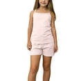 thumbnail image 2 of Loopsun Girls Round Neck Tank Top Cami Top and Shorts Soft Loungewear Lightweight Summer Outfit Pink, 4-7 Years, 2 of 5