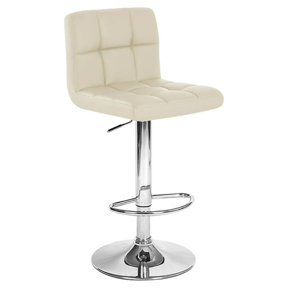 Boris Tabouret de Bar Ajustable Contemporain "Cuir" - Crème