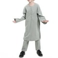 thumbnail image 4 of Trending Now: Boys Arabic Muslim Robe Set - Premium Cotton Prayer Thobe with Elastic Waist & Stylish Button Design for Daily Comfort, 4 of 8