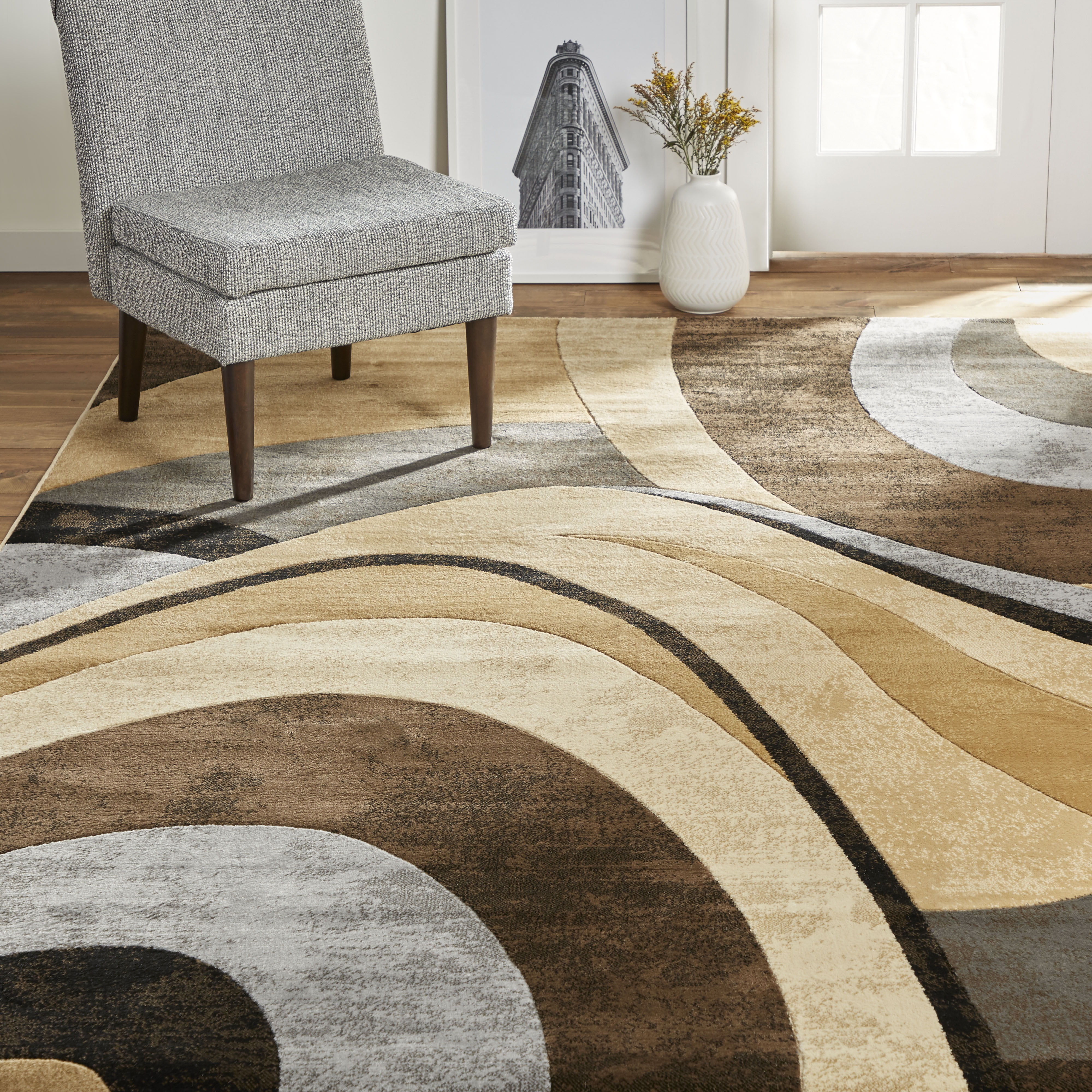 Home Dynamix Rugs Tribeca Slade 5382-548 Abstract Color Block Brown