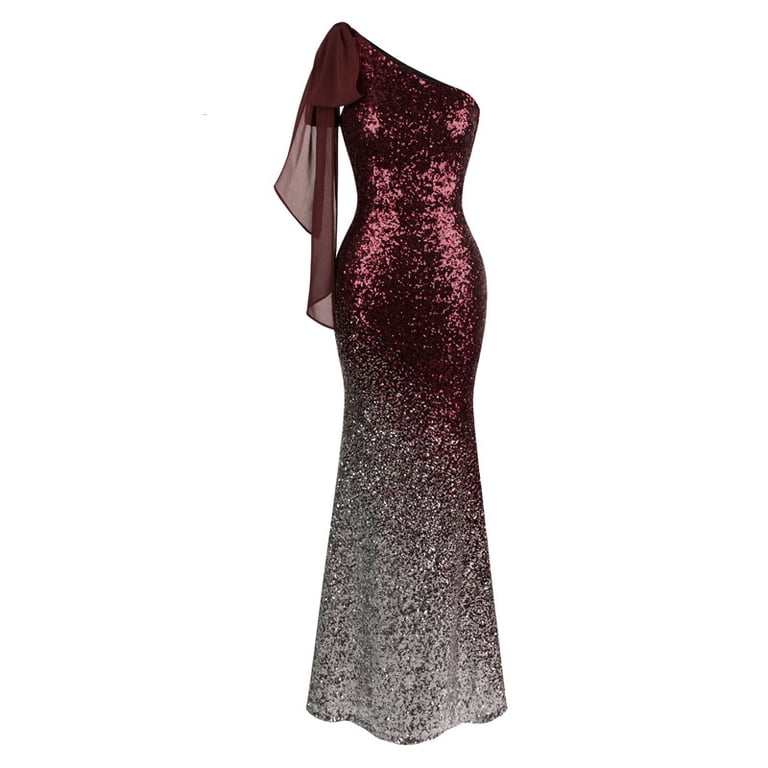 angel fashions women's asymmetric ribbon gradual sequin mermaid prom dress Angel-fashions Women's Asymmetric Ribbon Gradual Sequin Mermaid Prom Dress Vintage Elegant Formal Bodycon Dresses Evening Party Tube Top Prom Gown Wedding Bridesmaid Maxi Skirt Light Blue Medium