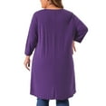 thumbnail image 4 of DARING DIVA Women's Plus 3/4 Sleeve High Low Loose Fit Tunic Tops 1X Purple, 4 of 6