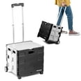 thumbnail image 1 of CleverMade Caisse à Roulettes Pliable avec Couvercle, 2 Roues - Caisse Roulante Stable avec Poignée et Grandes Roues pour Articles Fragiles, Charges Lourdes et Rangement Facile - Capacité de 35L et 75lb, Noir/crème, 1 of 5