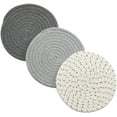 thumbnail image 2 of LNKOO Kitchen Potholders Set Trivets Set 100% Pure Cotton Thread Weave Hot Pot Holders Set (Set of 3) Stylish Coasters,Hot Pads,Hot Mats,Spoon Rest For Cooking and Baking by Diameter 7 Inches (Gray), 2 of 8