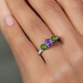 thumbnail image 4 of Gem Stone King 925 Sterling Silver Purple Amethyst and Green Chrome Diopside Ring for Women (1.87 Cttw, Oval 7X5MM, Gemstone Birthstone, Available in Size 5, 6, 7, 8, 9), 4 of 6