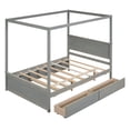 thumbnail image 4 of Harper & Bright Designs Full Size Canopy Bed Frame with Trundle and 2 Storage Drawers, Wood Full Platform Bed with Headboard, Gray, 4 of 9