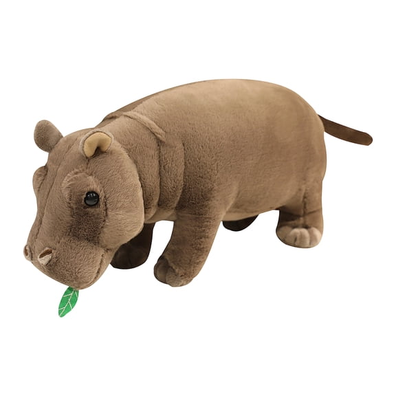 Realistic Hippo Plush Toy Simulation African Animal Stuffed Hippopotamus Figure Soft Wildlife Decoration for Home Office Jungle Theme Party Ornament