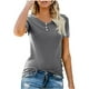 thumbnail image 1 of Fiudx Camisas para Mujer Camiseta de Manga Corta con Botones de Color Sólido con Cuello En V a La Moda de Verano para Mujer, 1 of 6