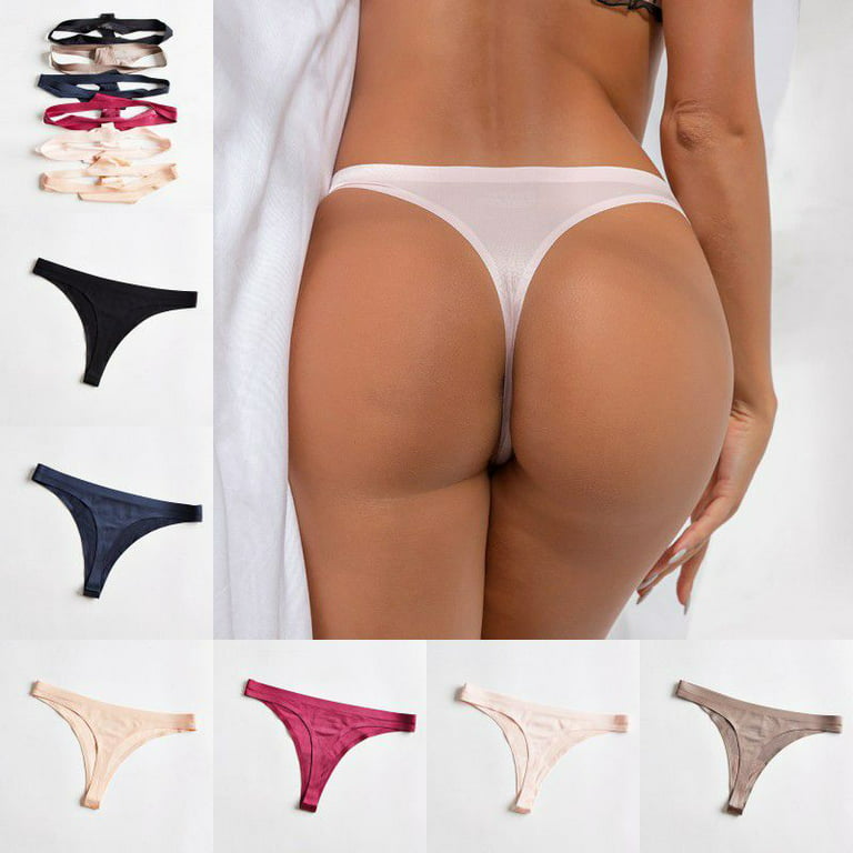 Womens Seamless Ice Silk Brief Thong G string Bikini Panties