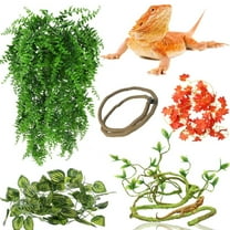 Bearded Dragon Accessories, Terrarium Hanging Plant Vines, Reptile Plants Leaves Tank Decor for Snakes Bearded Dragons Geckos Hermit Crabs Lizards Chameleons