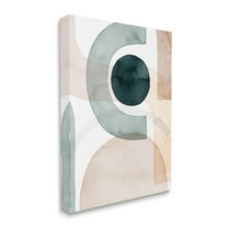 Stupell Industries Round Shape Fragments Abstract Blue Brown Arches Abstract Painting Gallery Wrapped Canvas Art Print Wall Art, 24 x 30