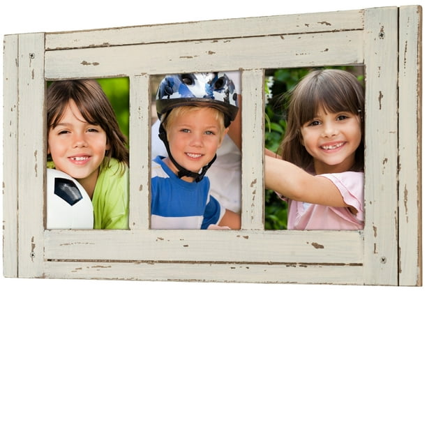 Rustic Three Picture Frame Holds three 4x6 Photos Overall Size 15.5x9
