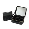 thumbnail image 1 of Caja de almacenamiento de cosméticos de cuero PU, organizador de caja de maquillaje, estuche de tren de maquillaje impermeable para viaje, accesorios Negro, 1 of 8