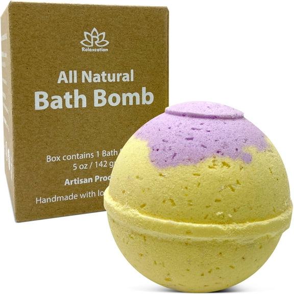 Organic Citrus and Sage Bath Bomb with Essential Oils and Relaxing Bath Salts, Moisturizing Coconut Oil, for Women and Men Handmade in USA by Relaxcation