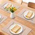 thumbnail image 2 of Set of 6 Leather Placemats for Kitchen Dining Table Decor, Washable, Heat-Resistant Table Mats Beige 16.9x11.8inch, 2 of 6