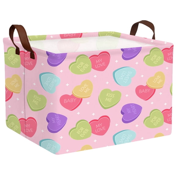 BOOHIT Valentines Day Basket Empty Heart Gifts Basket Kid Storage Bins Decor(Colorful Love)