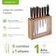 thumbnail image 3 of Juego de cuchillos de cocina 7 piezas en Acero inoxidable con base transparente de madera AVERA CU7, 3 of 8