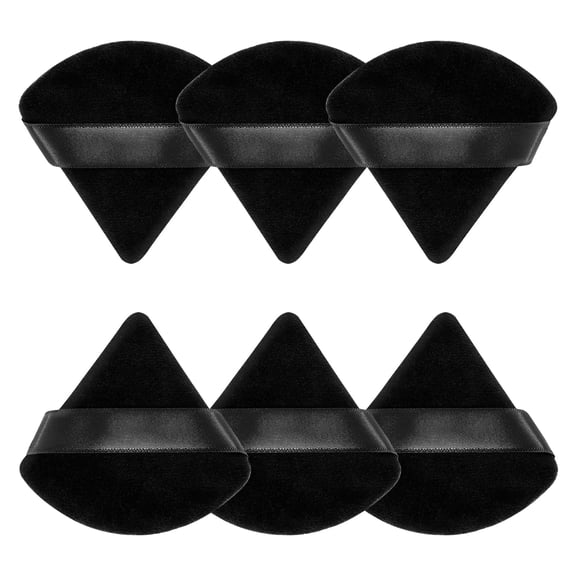 Huauoo 6 Pcs Triangle Velour Face Powder Puff Set with Case, Wet and Dry Use Beauty Makeup Tool