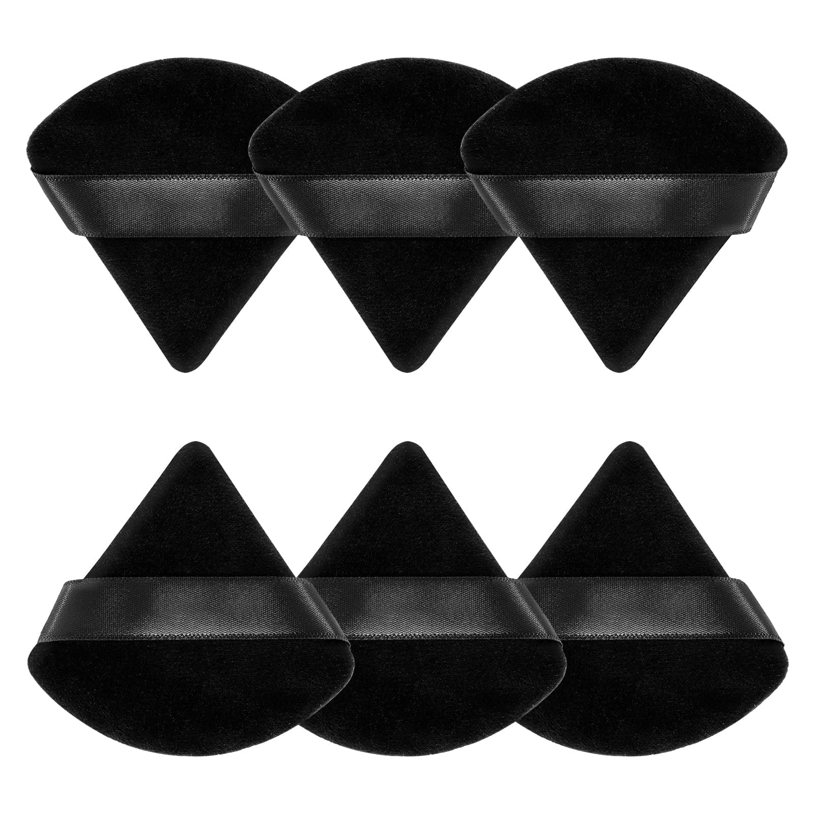 Huauoo 6 Pcs Triangle Velour Face Powder Puff Set with Case, Wet and Dry Use Beauty Makeup Tool