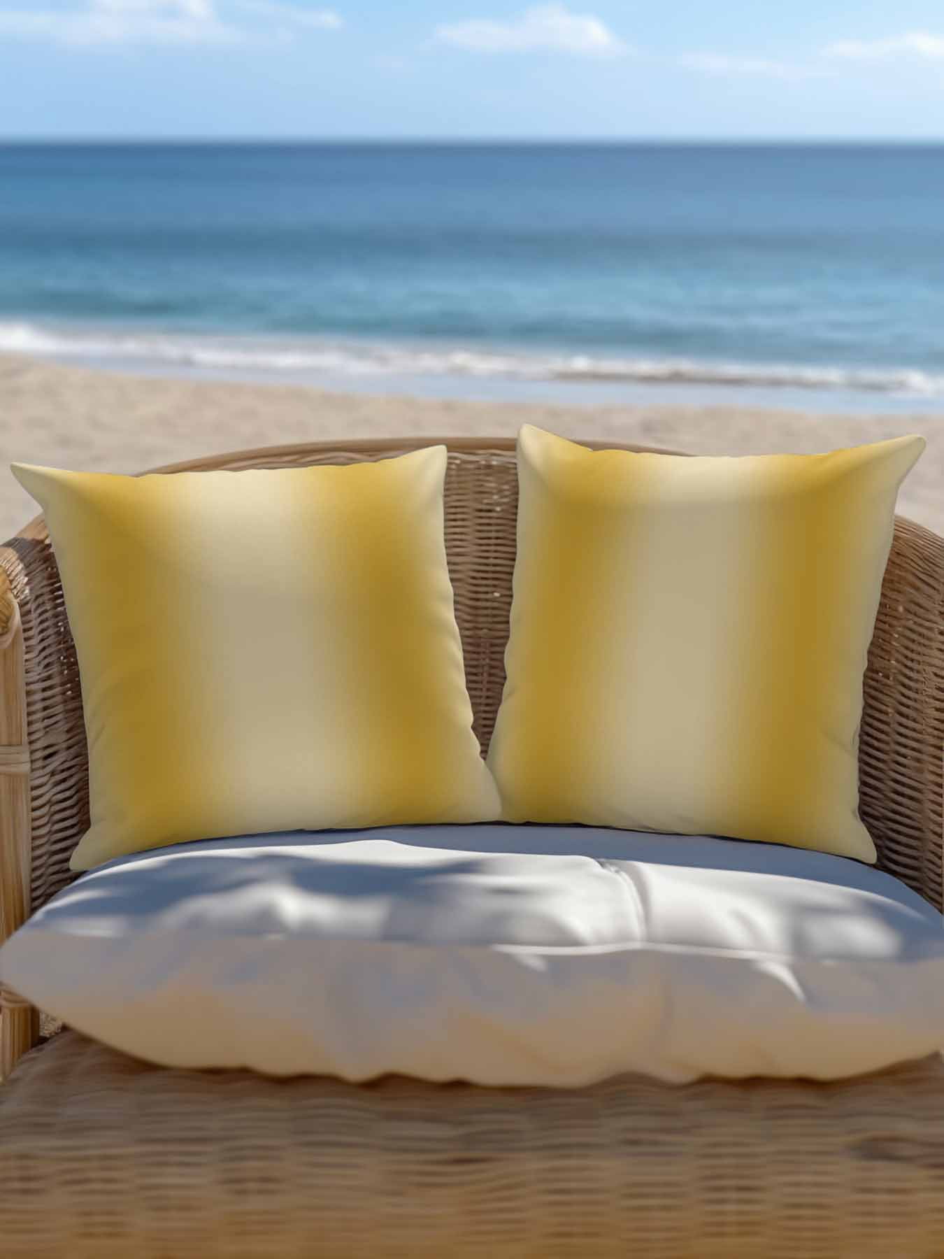 Outdoor Pillows Waterproof, Yellow Ombre Bedding Throw Pillows with Insert for Couch Sofa Bed, Modern Abstract Art Farmhouse Gradient 18x18 Inch Pillowcases Decorative Camping Patio Pillow Set of 1
