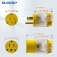 thumbnail image 4 of ELEGRP Lighted Straight Blade Electrical Plug and Connector Set 15 Amp 125 Volt NEMA 5-15P NEMA 5-15R 2 Pole 3 Wire Grounding, Commercial Grade, Yellow, 1 Set, 4 of 8