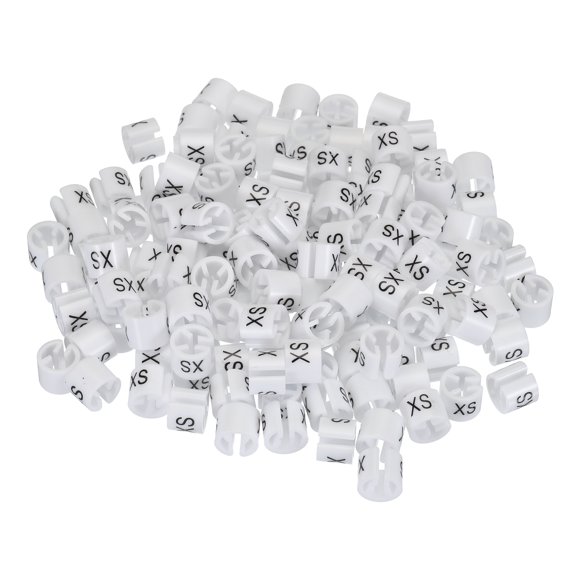 Marcadores de percha de ropa de 160 piezas, etiquetas de tamaño XS, adecuadas para varillas de 3.5 mm, etiqueta de color para perchas de ropa, blanca