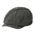 thumbnail image 2 of Opvise Men Fashion Autumn Winter Classic Herringbone Pattern Octagonal Hat Extended Brim Beret Hat Newspaper Painter Hat Fashion Accessories Dark Gray, 2 of 8