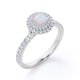 thumbnail image 4 of JeenMata Anillo de Compromiso de 1,75 Quilates con Ópalo Australiano de Corte Redondo y Moissanita, con Doble Halo y Engaste Pavé, Chapado en Oro Blanco de 18 K sobre Plata, 4 of 6
