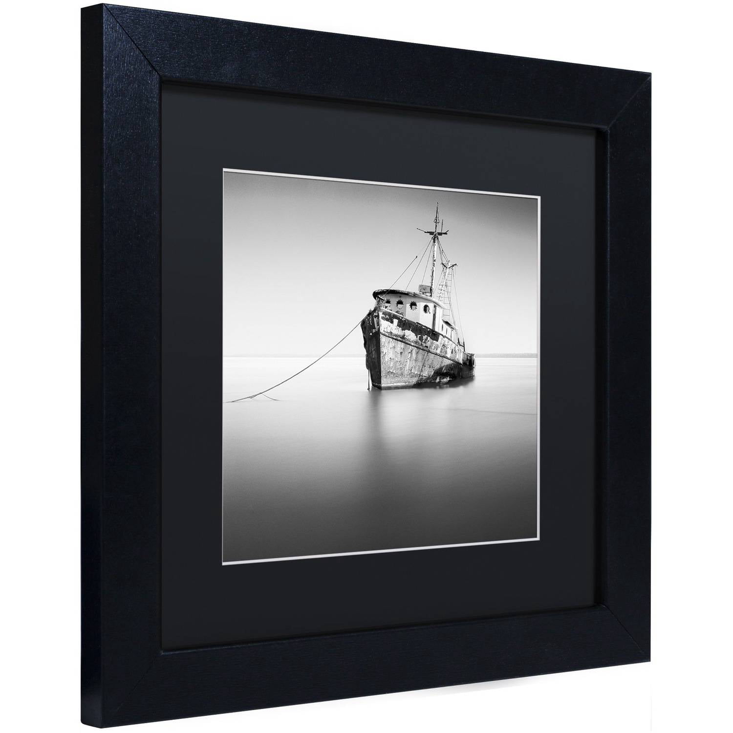 Trademark Fine Art "Barco Hundido" Canvas Art by Moises Levy Black Matte, Black Frame