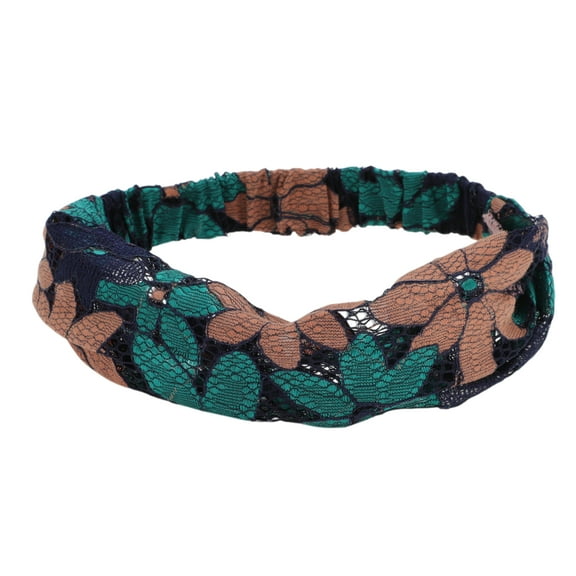 Unique Bargains 1 Pc Headband Eight-leaf Flower Lace Wide Hairband for Women Blue, Pink