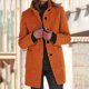 thumbnail image 3 of Women's long pea coat, stand collar, single-breasted, wool blend pea coat, thickened caramel color XXXXXL, 3 of 4
