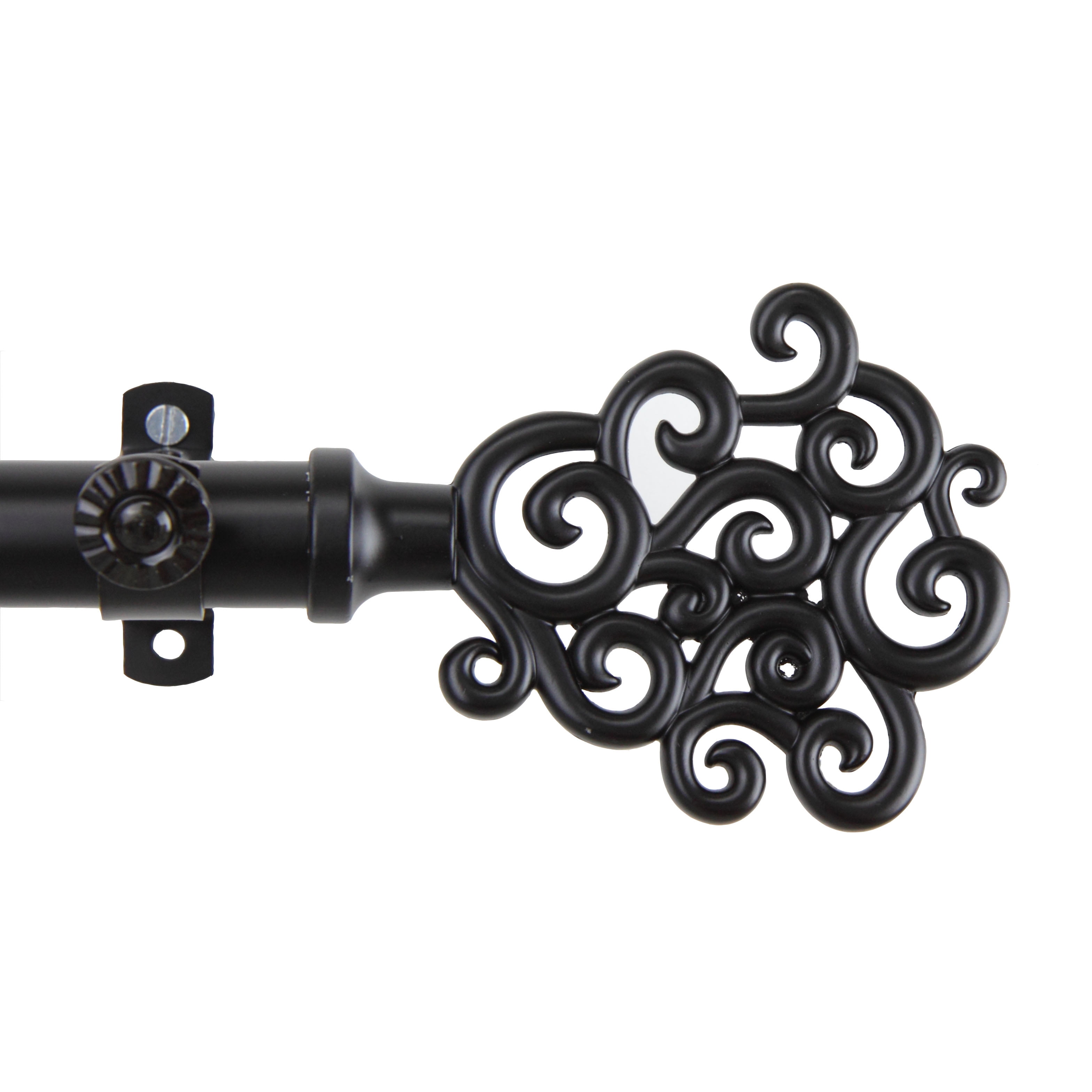 Fabritio 13/16 inch dia. Curtain Rod 28-48" - Black